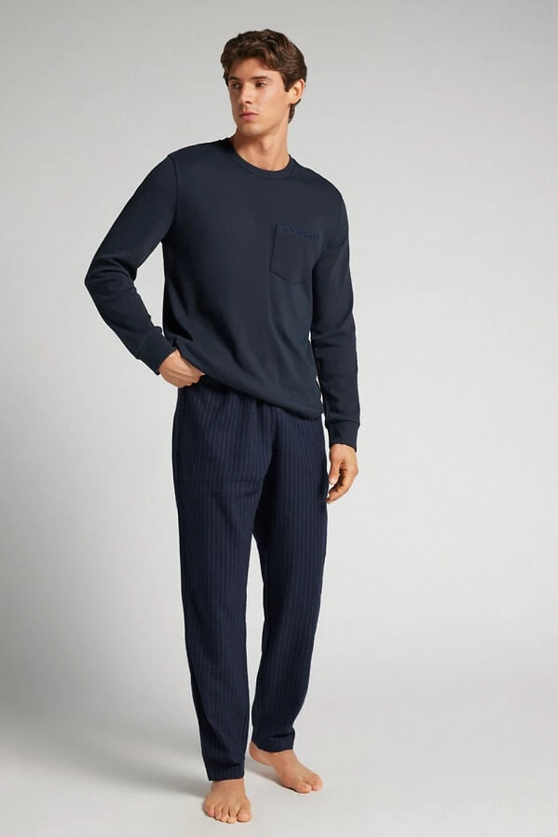 Pinstripe Cotton Full Length Pajamas