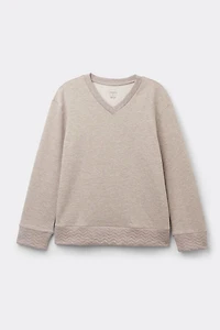 Soft Chevron Long Sleeve V-neck Top