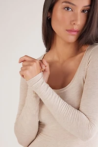 Long Sleeve Scoop Neck Top Ultralight Modal with Cashmere