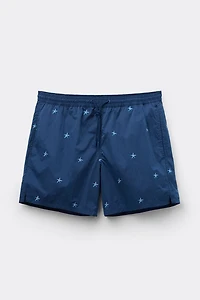Embroidered Starfish Swim Trunks