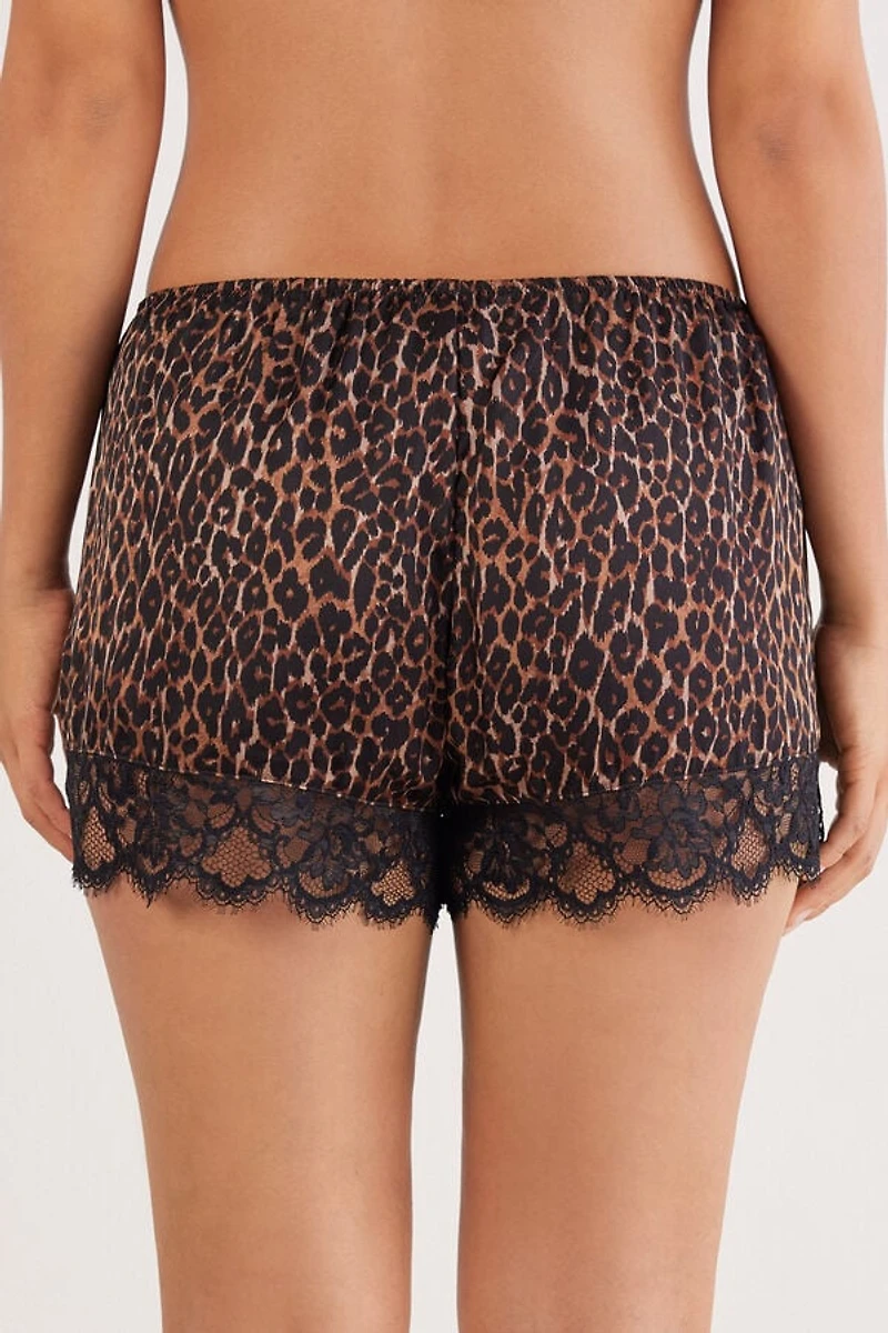 Sensual Attitude Animal Print Viscose Satin Shorts