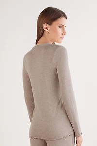 Luxyury Softness Button Up Modal Top with Cashmere
