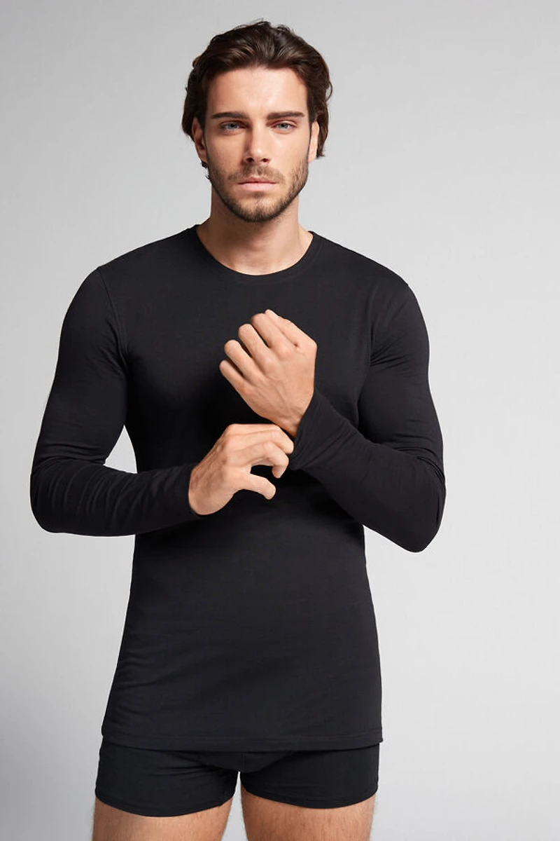 Stretch Superior Cotton Long Sleeve Top