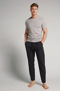 Full Length Cotton Pants with Rib