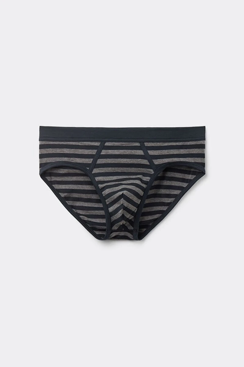 Blue Grey Stripe Print Superior Cotton Briefs
