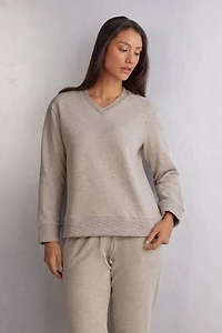 Soft Chevron Long Sleeve V-neck Top
