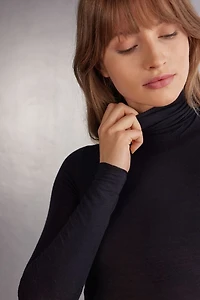 High Collar Bodysuit Modal Ultralight with Cashmere