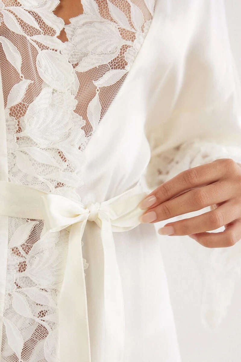 All About Flowers Long Silk Robe
