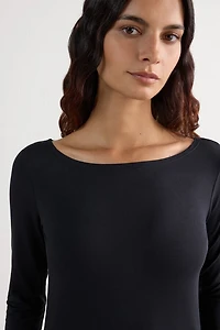 Long Sleeve Bateau Neck Top Micromodal