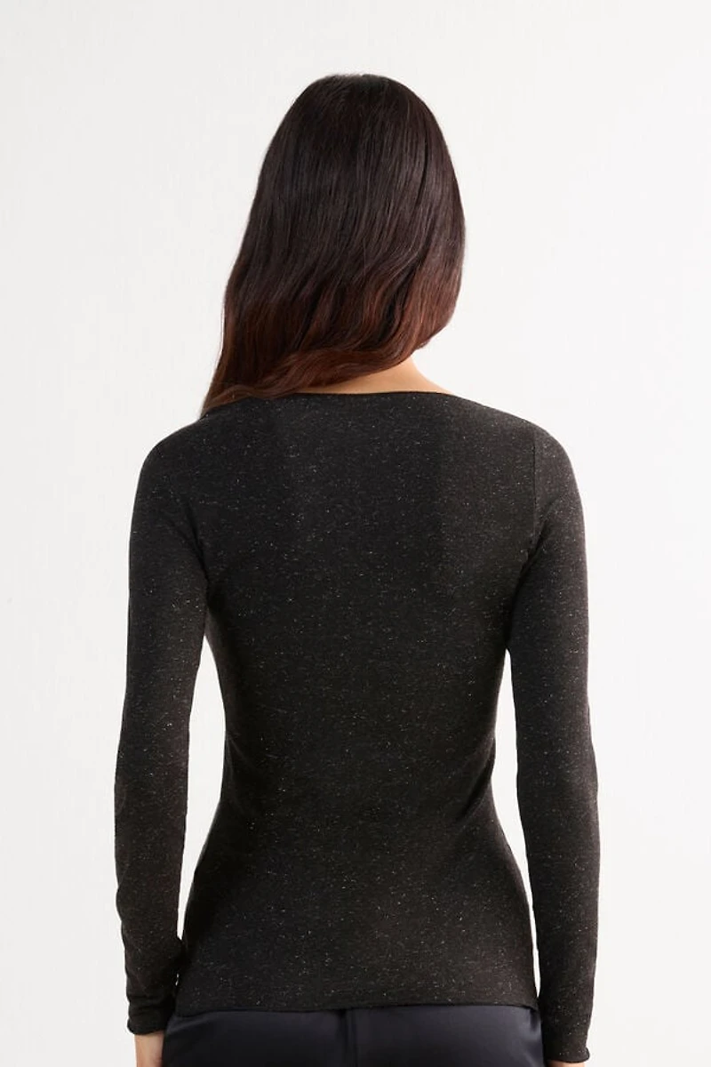 Crewneck Top Modal Light with Cashmere Lamé