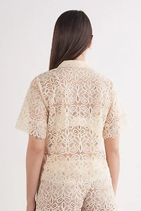 Italian Rivera Short Sleeve Lace Shirt