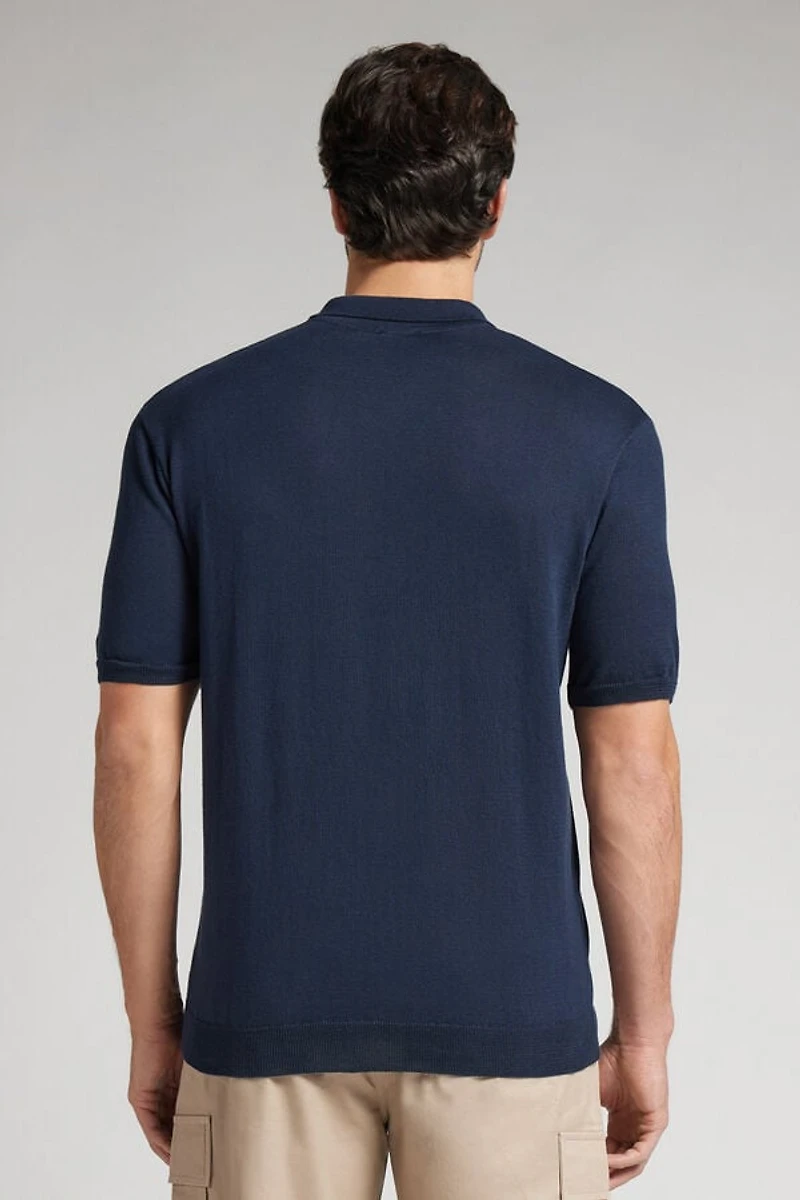 Cotton Short Sleeve Knit Polo Shirt