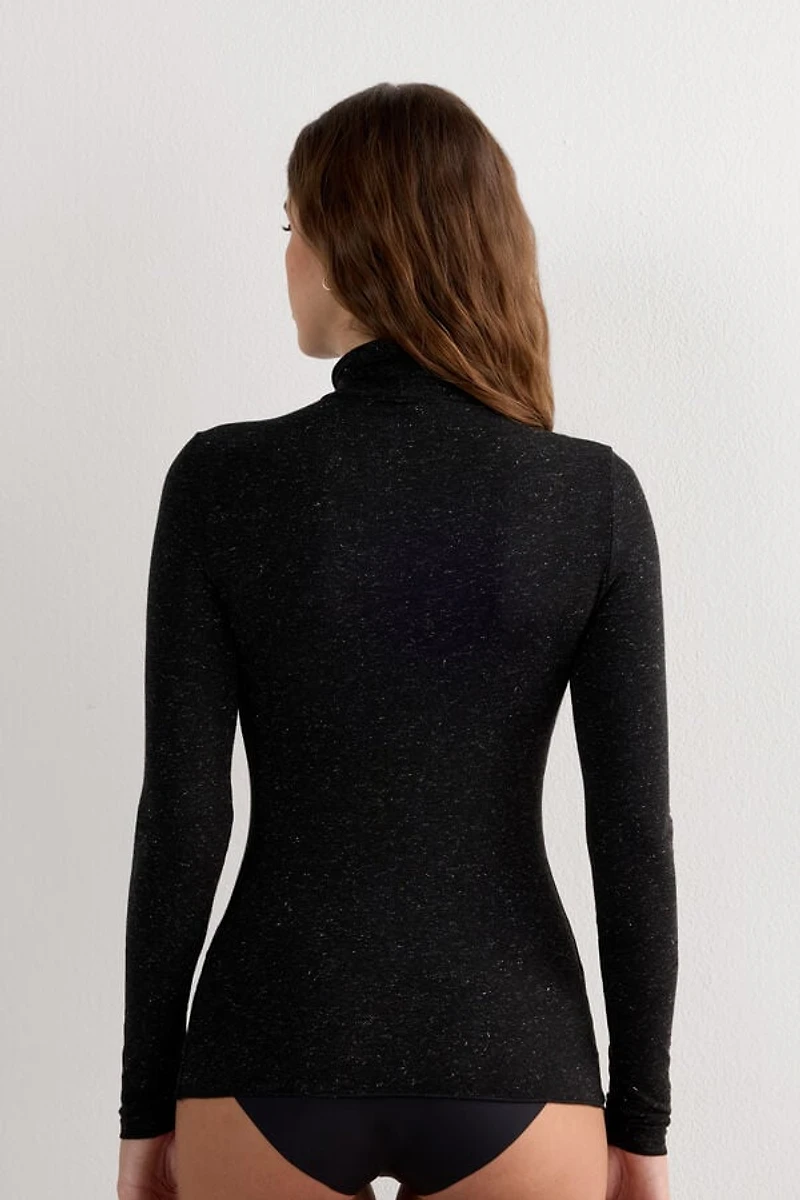 Turtleneck Top Modal Light with Cashmere Lamé