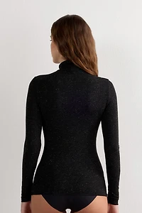 Turtleneck Top Modal Light with Cashmere Lamé