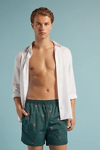 Embroidered Watermelon Swim Trunks