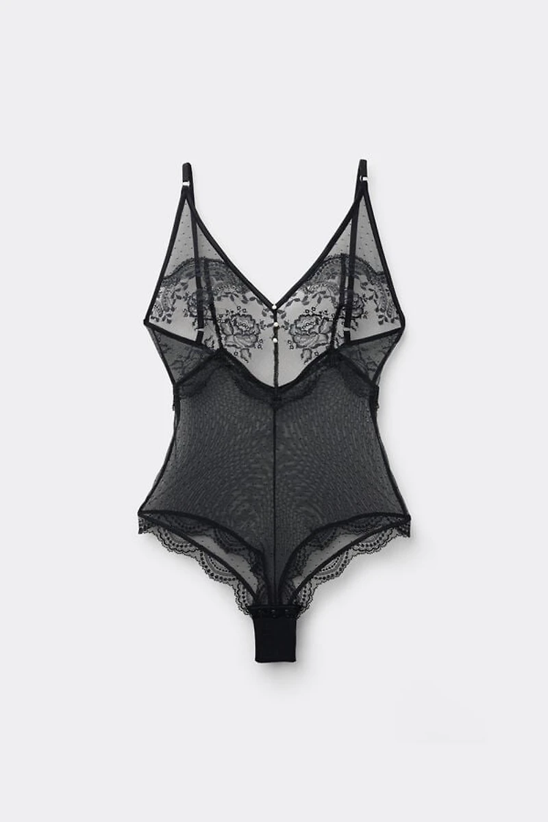 La Vie en Rose Tulle and Lace Bodysuit