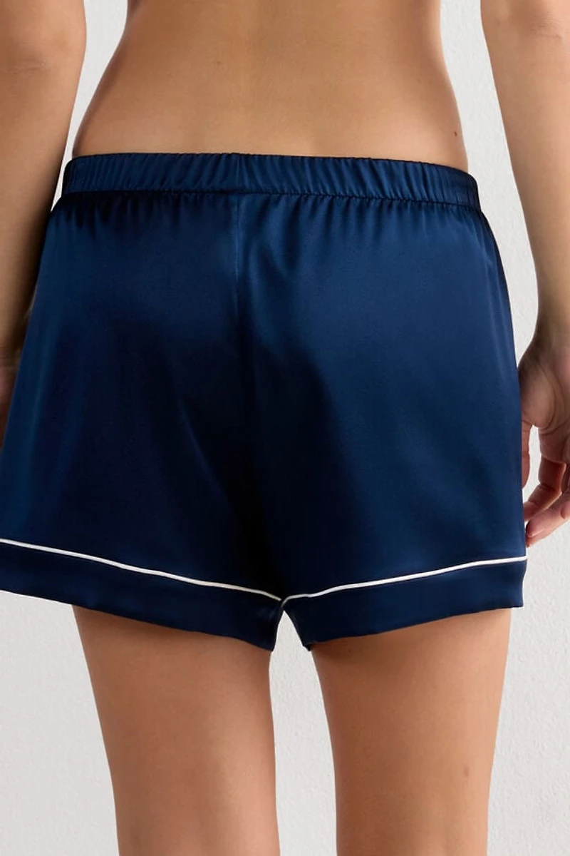Piped Silk Shorts