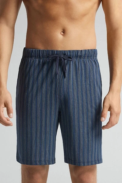 Stripe Print Cotton Shorts