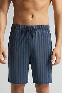 Stripe Print Cotton Shorts
