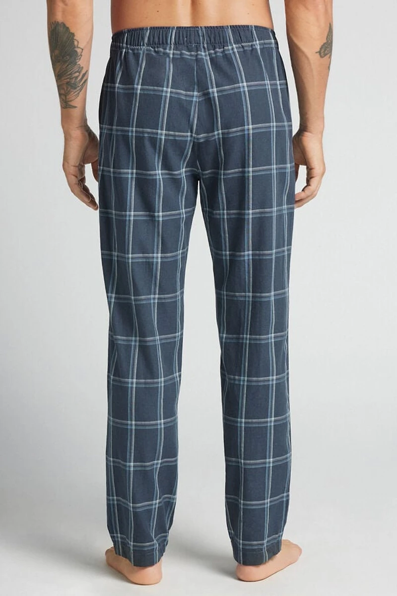 Full Length Pants Denim Check Print Cloth