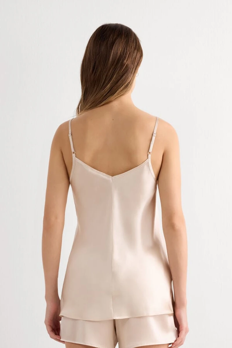 Silk Satin Top with V-neckline