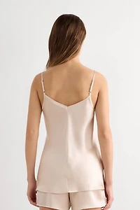 Silk Satin Top with V-neckline