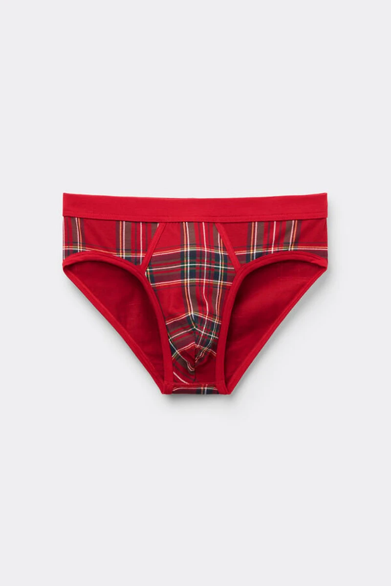 Red Tartan Print Superior Cotton Briefs