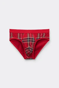 Red Tartan Print Superior Cotton Briefs