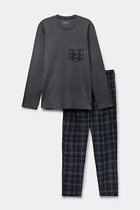 Check Print Full Length Cotton Pajamas