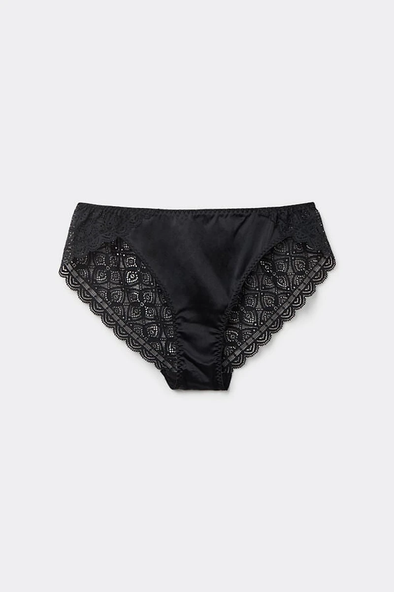 Lace and Silk Bikini Briefs