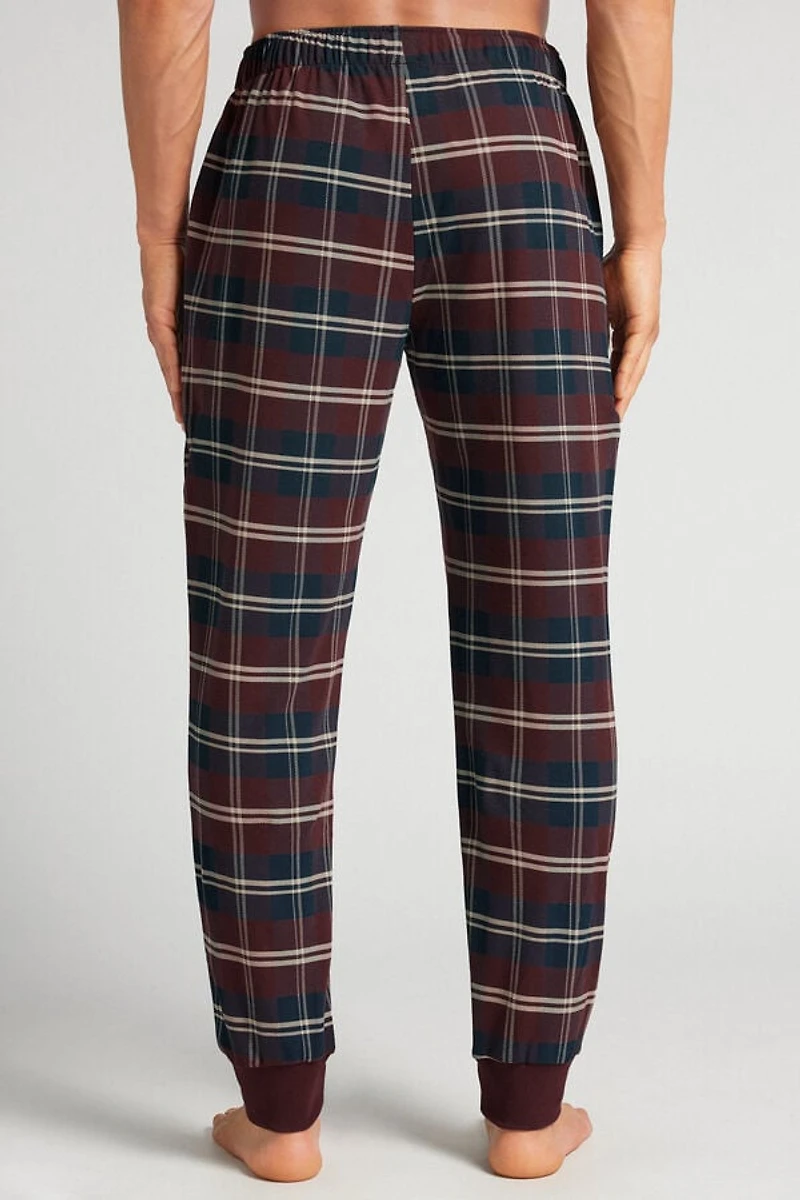 Blue Tartan Full Length Cotton Pants