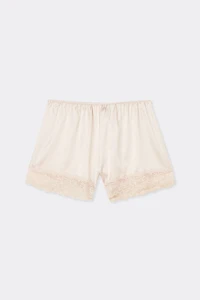 Lace Trim Silk Shorts