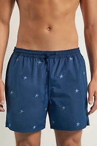 Embroidered Starfish Swim Trunks