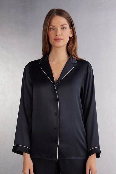Mannish-Cut Jacket Silk Satin