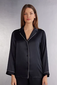 Mannish-Cut Jacket Silk Satin