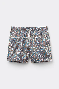 Multicolor Paisley Print Swim Trunks