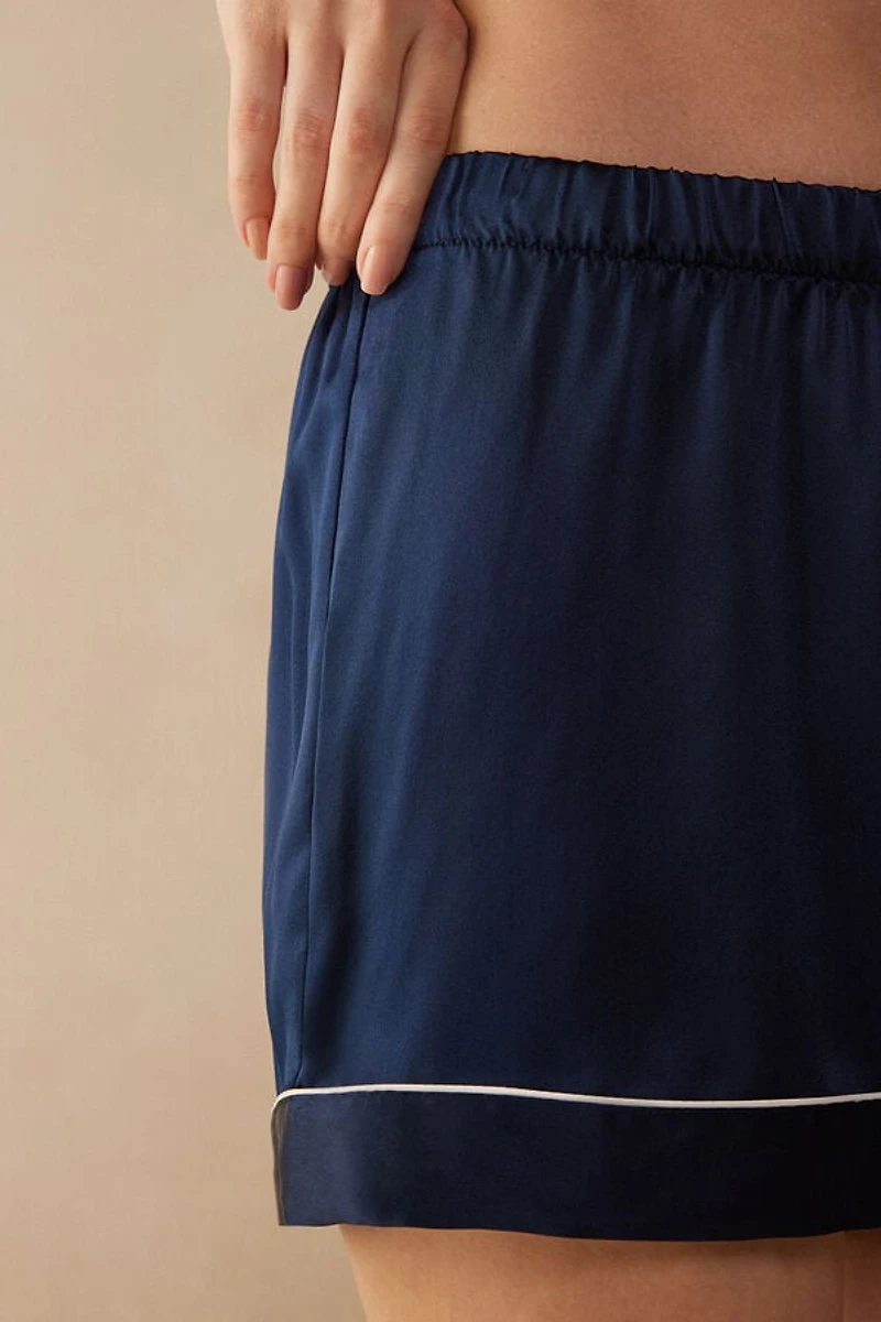Silk Shorts with Contrast Trim