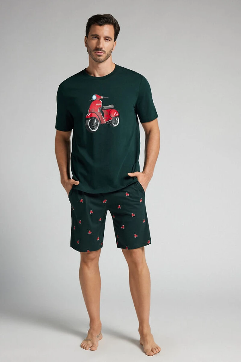Scooter Print Short Cotton Pajamas