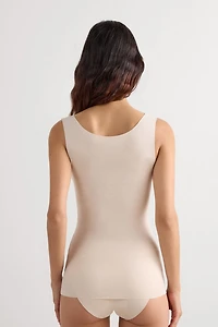 Raw Edge Round Neck Cotton Tank Top