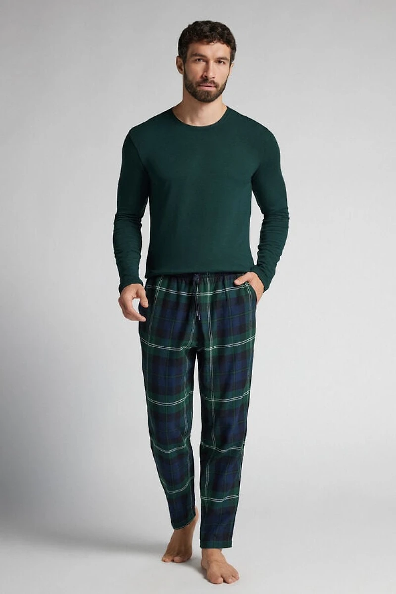 Full Length Pants Blue Brushed Cotton Cloth