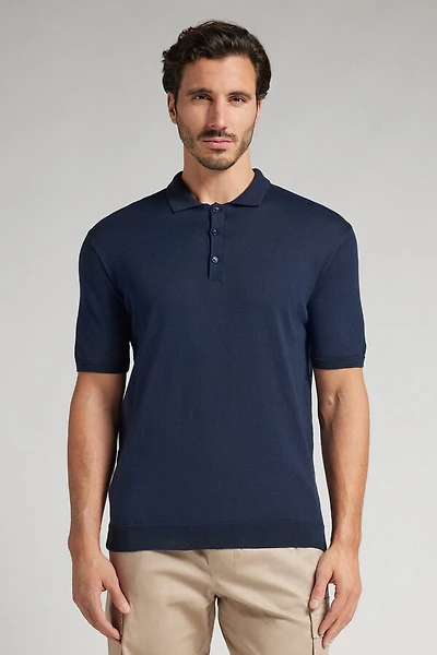 Cotton Short Sleeve Knit Polo Shirt