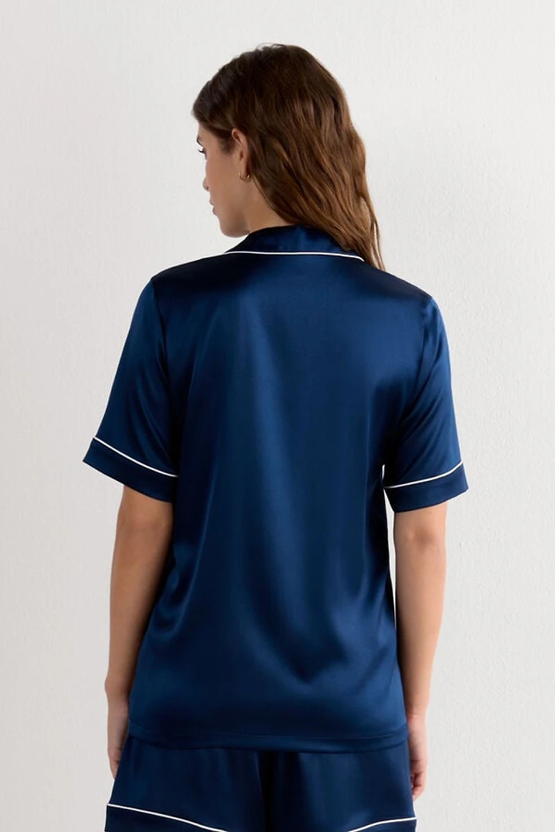 Menswear Cut Short Sleeve Silk Shirt