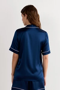 Menswear Cut Short Sleeve Silk Shirt