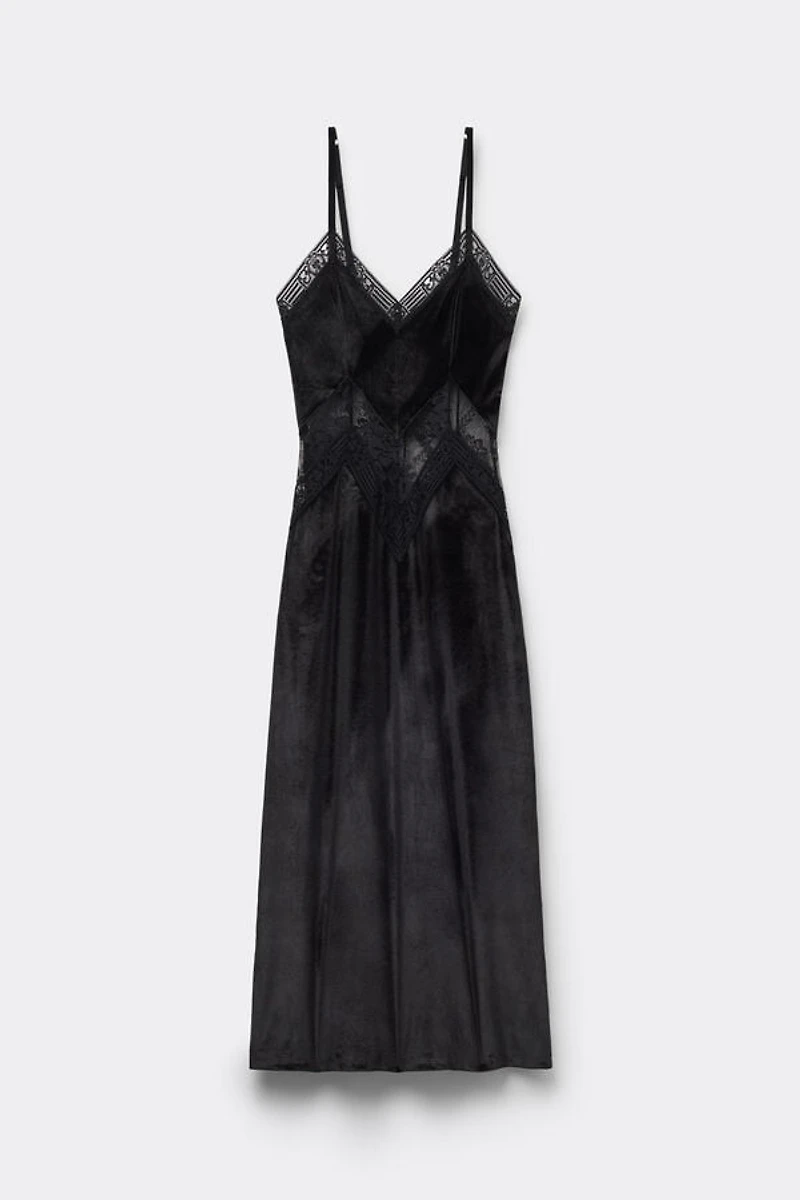 La Femme Fatale Long Velvet and Lace Slip