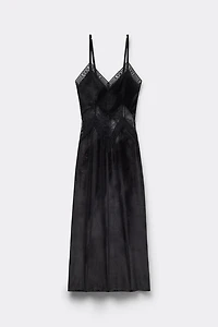 La Femme Fatale Long Velvet and Lace Slip