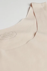Raw Edge Round Neck Cotton Tank Top
