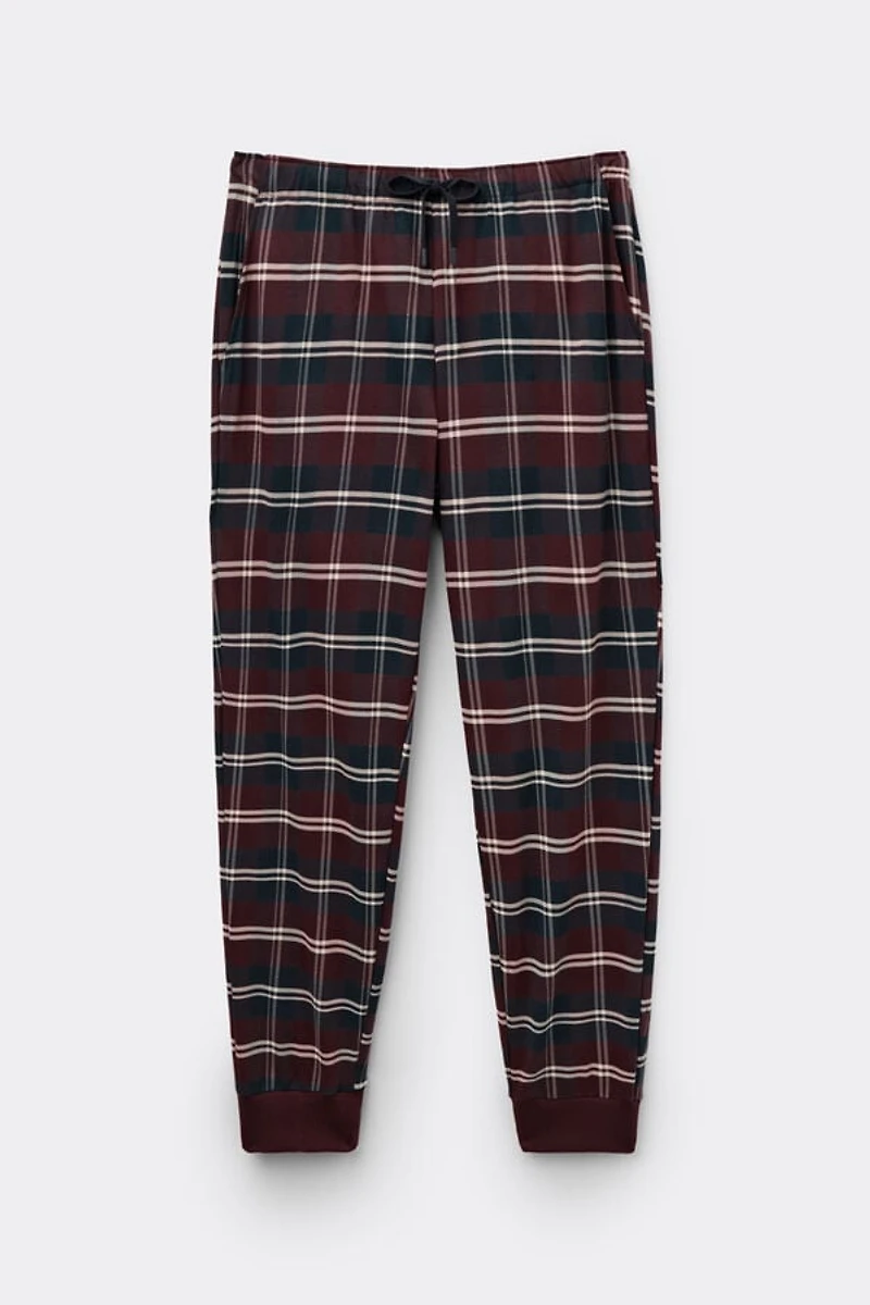Blue Tartan Full Length Cotton Pants