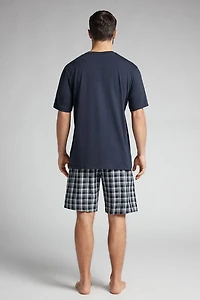 Check Cloth and Cotton Short Pajamas
