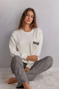 Royal Elegance Long Sleeve Ribbed Top