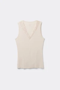 Pretty Flower Modal and Lace Tank Top